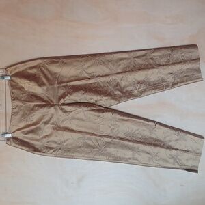 Evelyn&Arthur 100% Silk Gold Embroidered High Rise Pants Size 8 Straight Leg